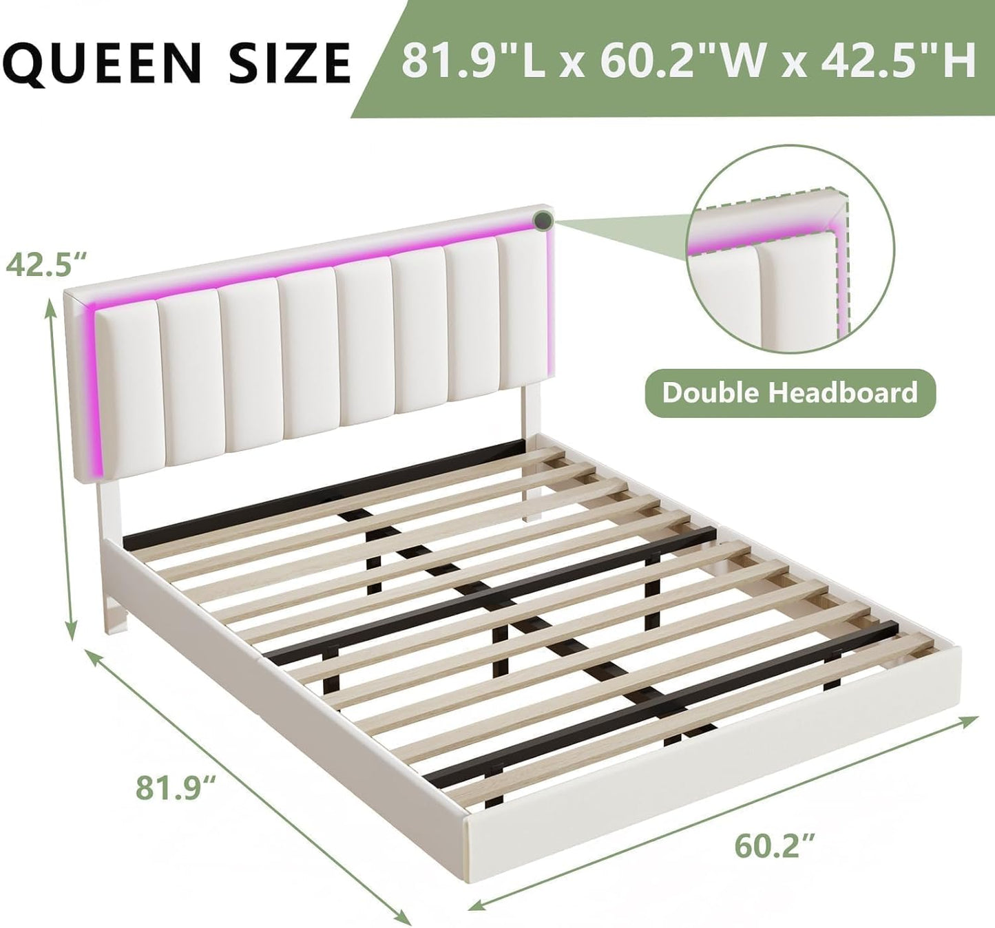Elevated Floating LED Bed Frame