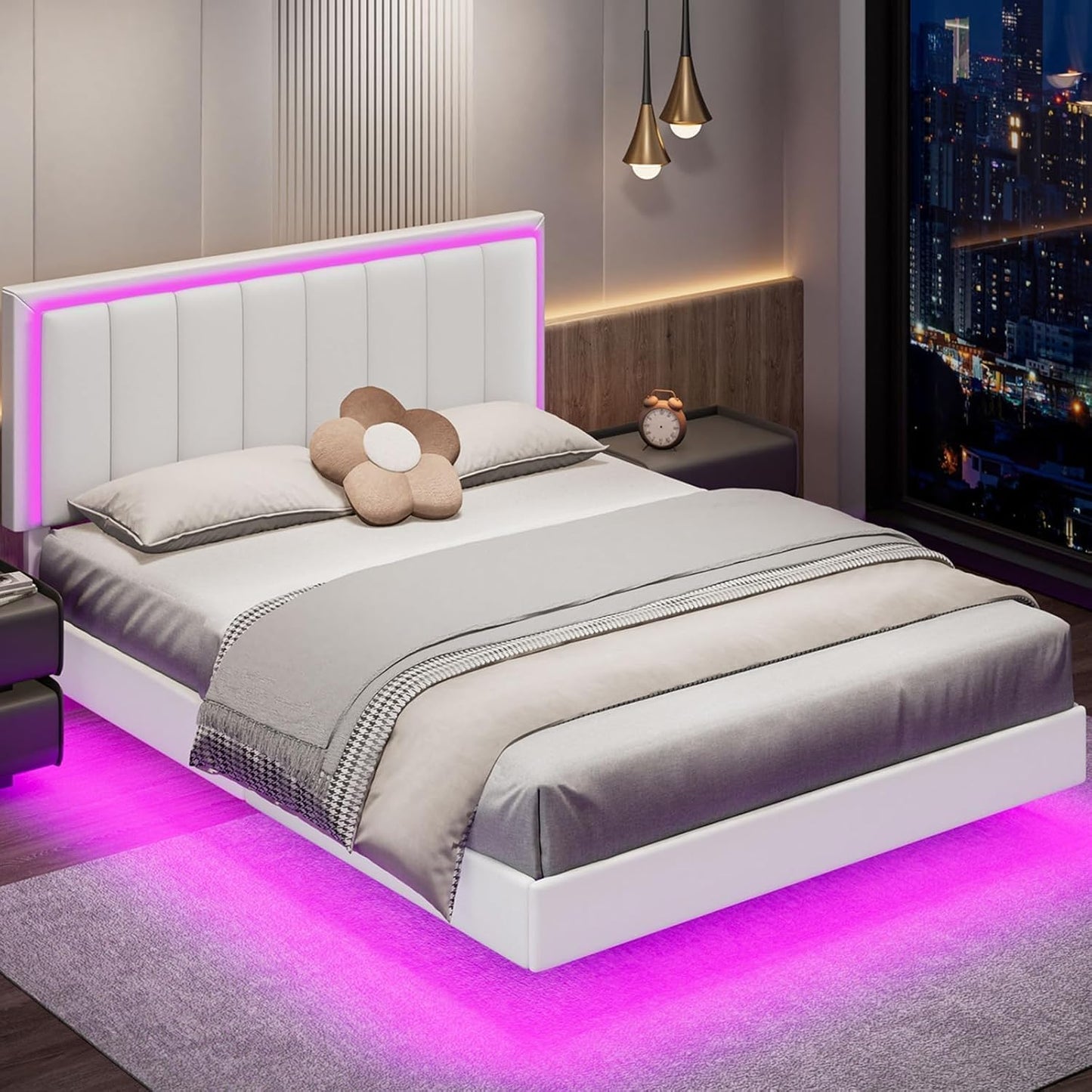 Elevated Floating LED Bed Frame