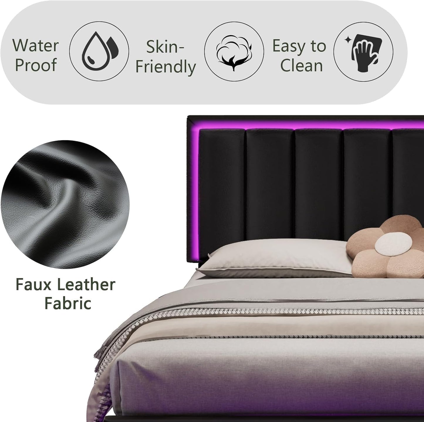 Elevated Floating LED Bed Frame