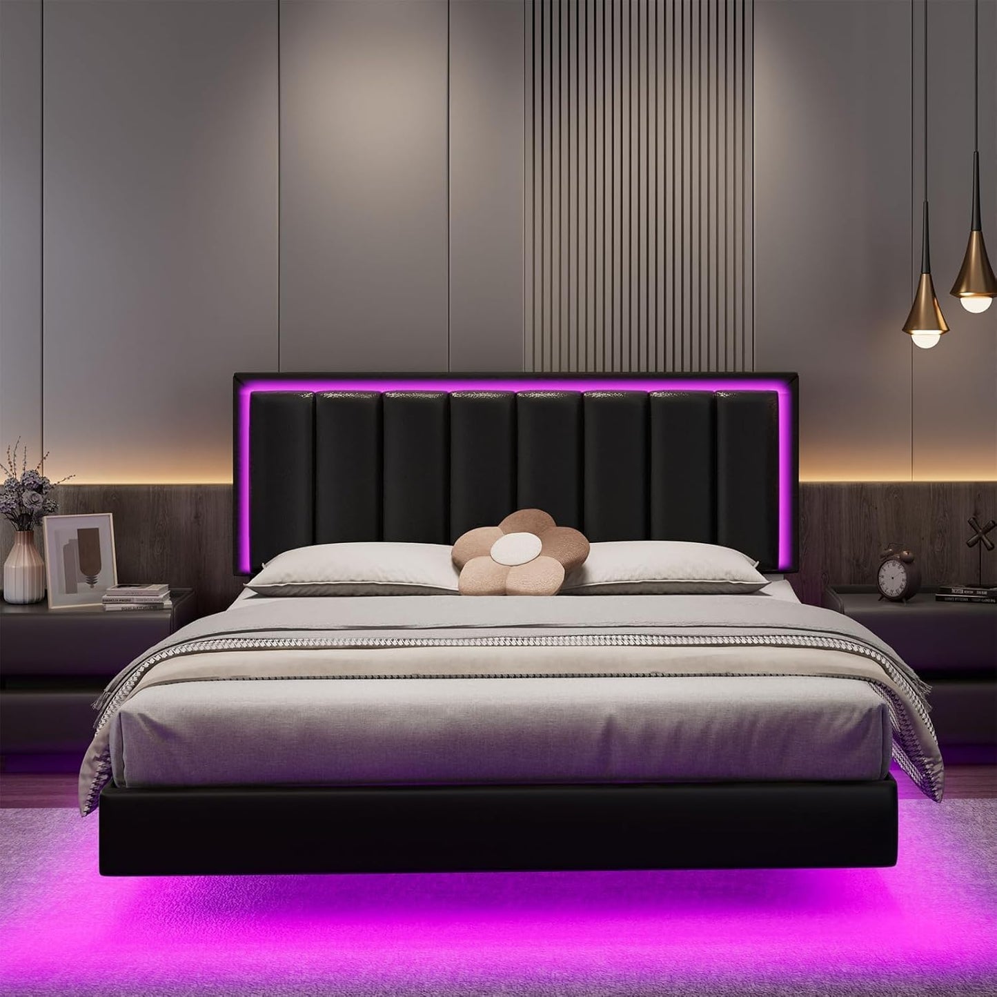 Elevated Floating LED Bed Frame
